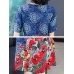 Elegant Women Floral Print Short Sleeve Crew Neck Dress