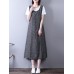 Women Sleeveless Plaid Loose Casual Mid-long Tank Dress