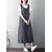 Women Sleeveless Plaid Loose Casual Mid-long Tank Dress