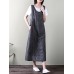 Women Sleeveless Plaid Loose Casual Mid-long Tank Dress