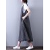 Women Sleeveless Plaid Loose Casual Mid-long Tank Dress