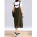 Women Sleeveless Straps Split Hem Mid-long Dress