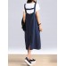 Women Sleeveless Straps Split Hem Mid-long Dress