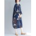 Vintage Women Folk Style Cotton Print Patchwork Dress
