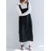 Casual Women Solid Color Loose Strap Dress with Pocket