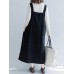 Casual Women Solid Color Loose Strap Dress with Pocket