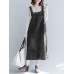Casual Women Solid Color Loose Strap Dress with Pocket