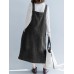 Casual Women Solid Color Loose Strap Dress with Pocket