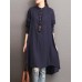 Women Button Down Baggy Blouse Casual Loose Asymmetric Shirt Dress