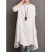 Women Button Down Baggy Blouse Casual Loose Asymmetric Shirt Dress