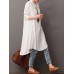 Women Button Down Baggy Blouse Casual Loose Asymmetric Shirt Dress