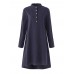 Women Button Down Baggy Blouse Casual Loose Asymmetric Shirt Dress