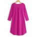 Women Long Sleeve Button Pleated Solid Color Dress