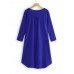 Women Long Sleeve Button Pleated Solid Color Dress