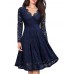 Elegant Women Lace Hollow Out V-Neck Dress