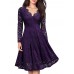 Elegant Women Lace Hollow Out V-Neck Dress