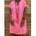 Women Short Sleeve V-neck Loose Casual Solid Color Dress Women Short Sleeve V-neck Loose Casual Solid Color Dress