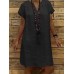 Women Short Sleeve V-neck Loose Casual Solid Color Dress Women Short Sleeve V-neck Loose Casual Solid Color Dress