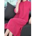 Retro Women Solid Color 3/4 Sleeve Cheongsam Dress