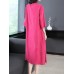 Retro Women Solid Color 3/4 Sleeve Cheongsam Dress