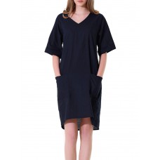 Women Casual V-neck Pocket Short Sleeve Dress