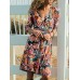 Women Casual Print Long Sleeve V-Neck Dress