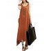Vintage Casual Women Sleeveless High Low Cotton Maxi Dress