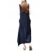Vintage Casual Women Sleeveless High Low Cotton Maxi Dress