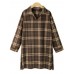 Women Plaid Lapel Long Sleeve Split Hem Dress
