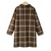 Women Plaid Lapel Long Sleeve Split Hem Dress