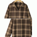 Women Plaid Lapel Long Sleeve Split Hem Dress