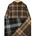Women Plaid Lapel Long Sleeve Split Hem Dress