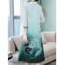 Elegant Floral Print Fake Two Pieces Vintage Dress
