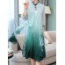 Elegant Floral Print Fake Two Pieces Vintage Dress
