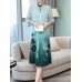 Elegant Floral Print Fake Two Pieces Vintage Dress