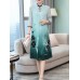 Elegant Floral Print Fake Two Pieces Vintage Dress