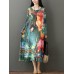 Women Long Sleeve O-Neck Printed Elegant Dress
