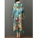 Women Long Sleeve O-Neck Printed Elegant Dress