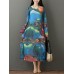 Women Long Sleeve O-Neck Printed Elegant Dress