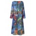 Women Long Sleeve O-Neck Printed Elegant Dress