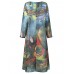 Women Long Sleeve O-Neck Printed Elegant Dress