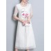 Elegant Women Fake Two Pieces Short Sleeve O-Neck Chiffon Dress