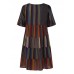 Women Short Sleeve Striped Patchwork Cotton Shirt Dress