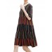 Women Short Sleeve Striped Patchwork Cotton Shirt Dress