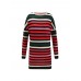 Women Casual Striped Patchwork Long Sleeve Dress