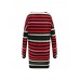 Women Casual Striped Patchwork Long Sleeve Dress