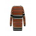 Women Casual Striped Patchwork Long Sleeve Dress