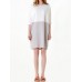 Pure Color Crew Neck Patchwork Three Quarter Sleeve Dress