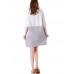 Pure Color Crew Neck Patchwork Three Quarter Sleeve Dress