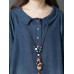 Women Long Sleeve Doll Collar Denim Blue Long Shirt Dress